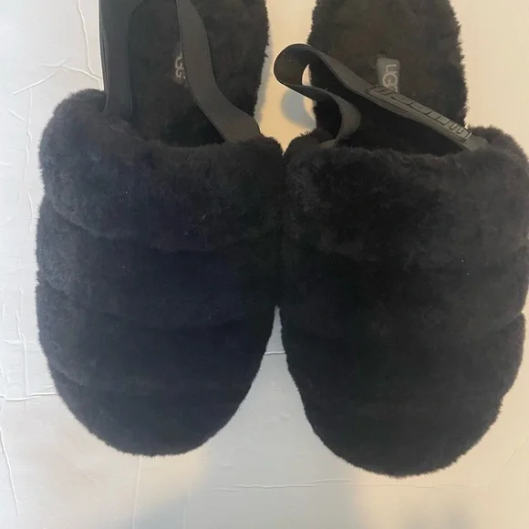 UGG Black Fluffy Sandals - Picture 2 of 5